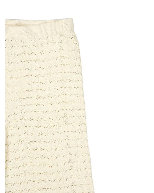 Escvdo White Safi Abanico Crochet-Stitch Trousers