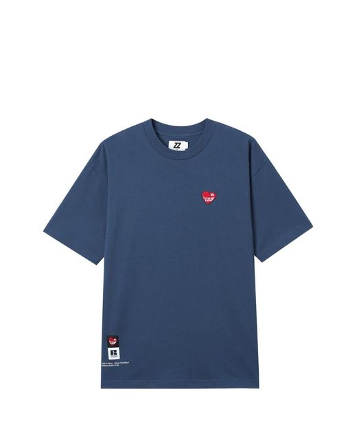 Izzue Blue Heart-Patch T-Shirt for men