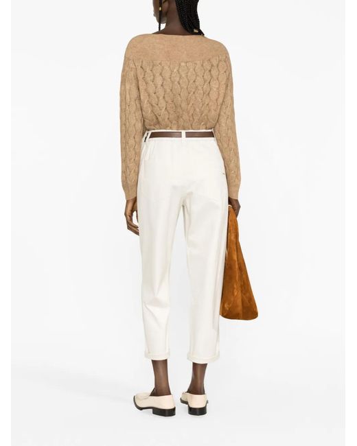 Brunello Cucinelli White Straight-Leg Cropped Trousers