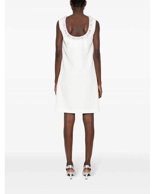 P.A.R.O.S.H. White Sequin-Embellished Mini Dress