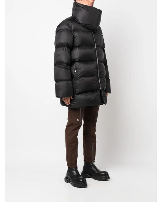 Rick Owens Black High-Neck Puffer Coat for men