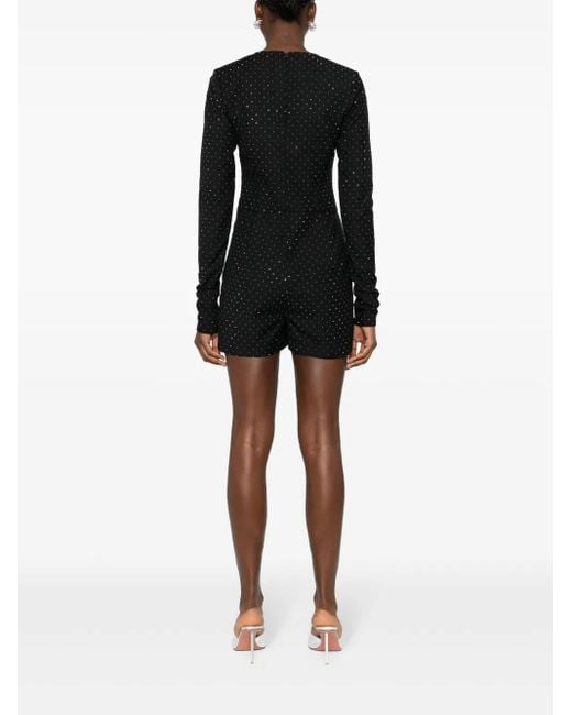 Chiara Ferragni Black Rhinestone-Embellished Gabardine Playsuit