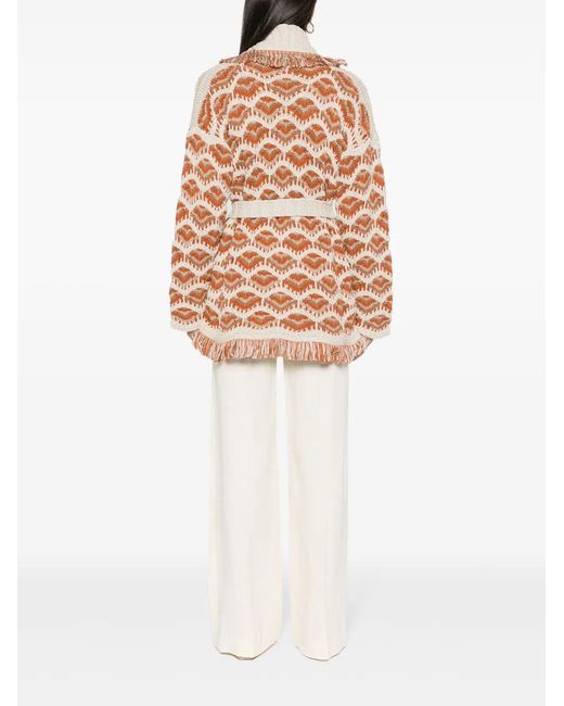 Alanui Brown Hawa Mahal Patterned-Intarsia Cardigan