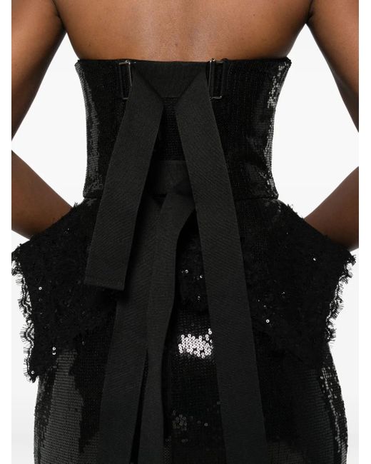 Nissa Black Sequin Peplum Top