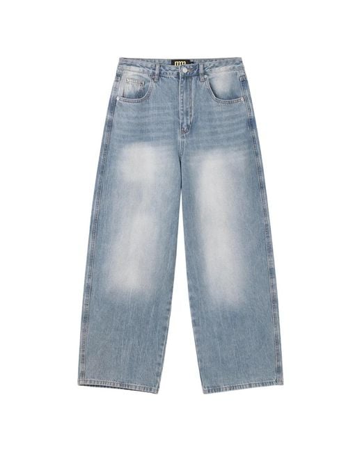 Mini Cream Blue Jean À Effet Délavé Et Imprimé Ailes