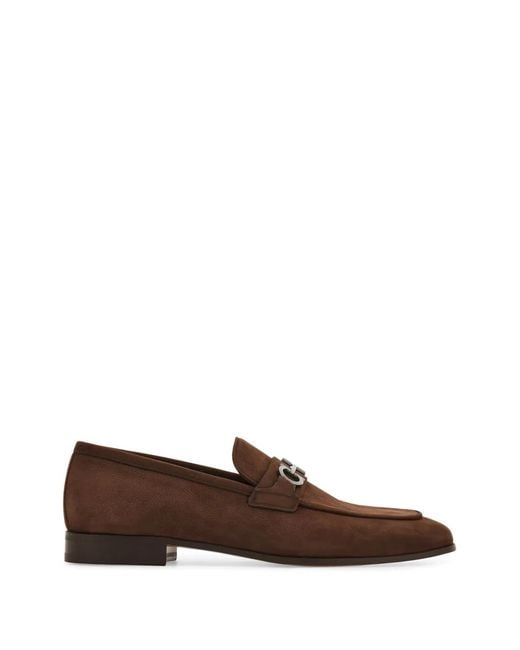Ferragamo Brown Moccasin With Gancini Ornament for men