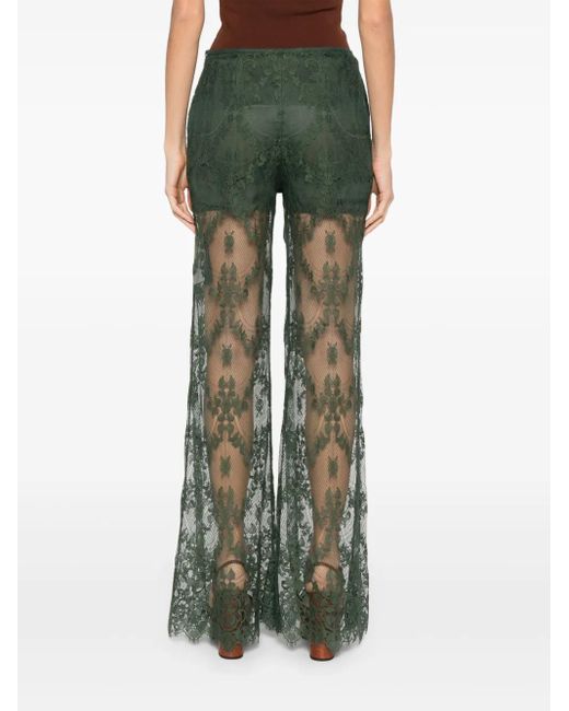 Elie Saab Green Silk Trousers