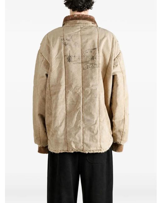 PALY Natural Distressed-Effect Quilted Jacket