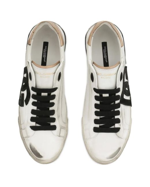 Dolce & Gabbana White And Leather Portofino Vintage Sneakers for men