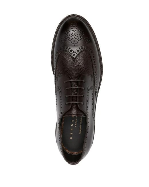 Henderson Brown Perforated Leather Derby Shoes for men