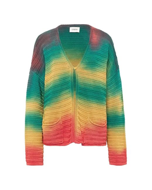 Laneus Green Front-Pocket Cardigan