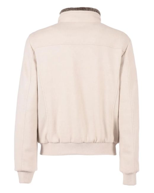 Moorer Natural Shearling-Collar Zip-Front Jacket for men