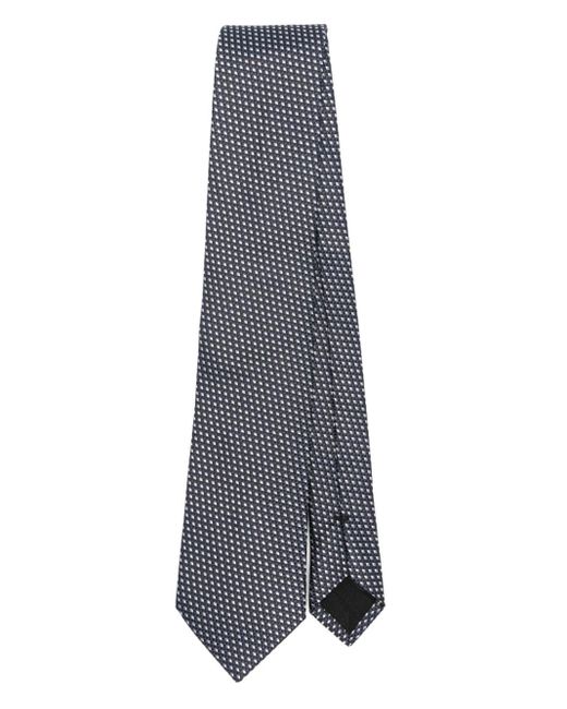 Boss Gray Geometric-print Tie for men