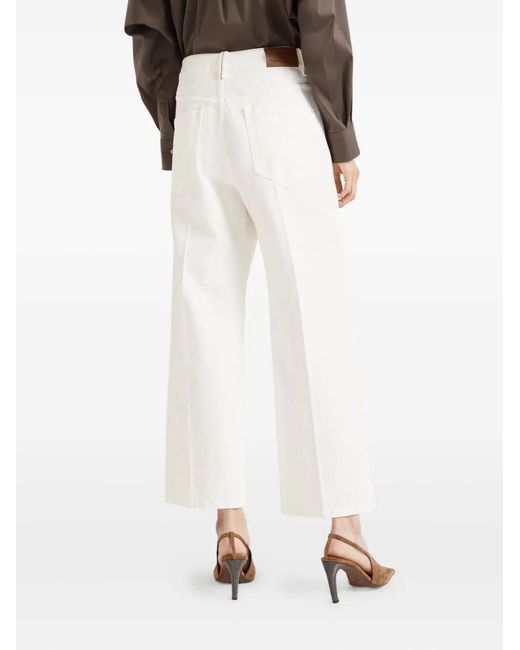 Brunello Cucinelli レディース ホワイト Contemporary Square パンツ