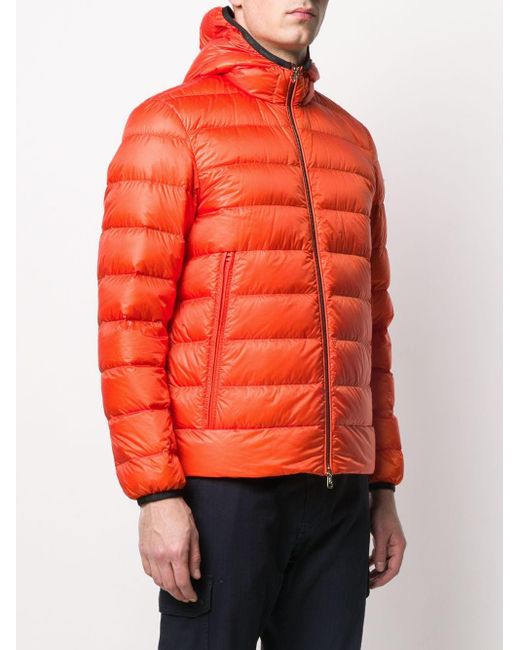 Moncler Hooded Padded Jacket in Orange for Men - Lyst
