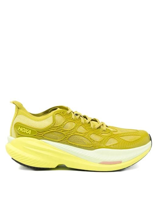 Hoka One One Yellow Mach X Caged Sneakers