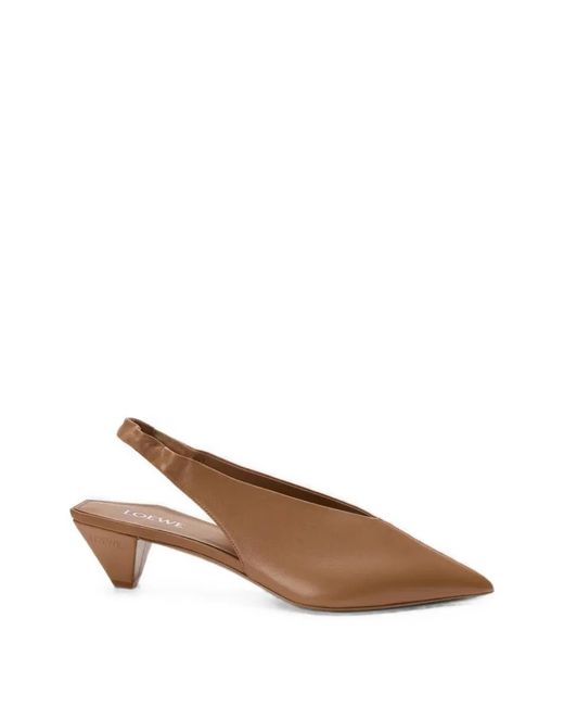 Loewe Brown Origami Cubic Slingbacks
