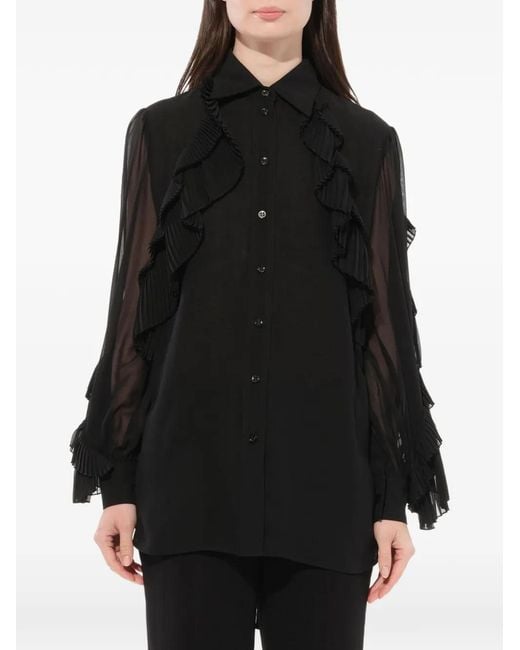 Givenchy Black Ruffled Transparent Blouse
