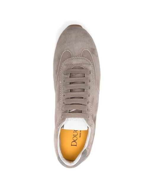 Doucal's White Lace-Up Flat Sneakers
