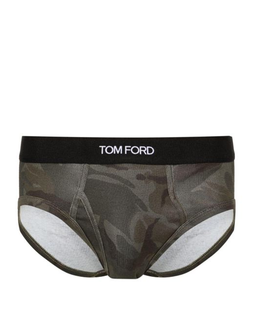 Tom Ford Black Camouflage-print Briefs for men