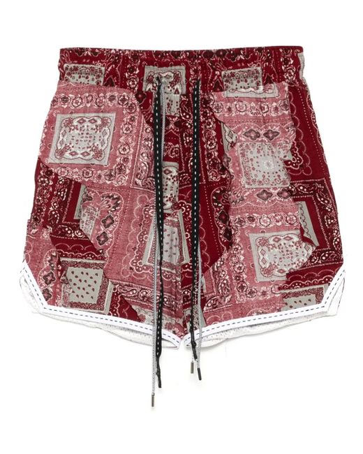 Mostly Heard Rarely Seen Red Paisley Cut-Me-Up Shorts for men