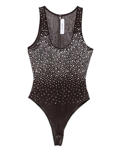 Alex Perry Brown Embellished Bodysuit