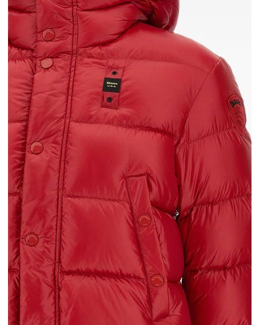 Blauer Red Hooded Quilted Down Jacket for men