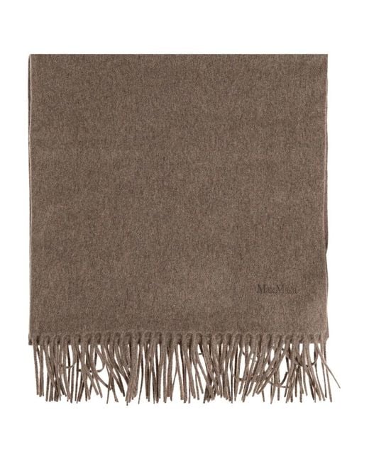 Max Mara Brown Fringed Cashmere Scarf