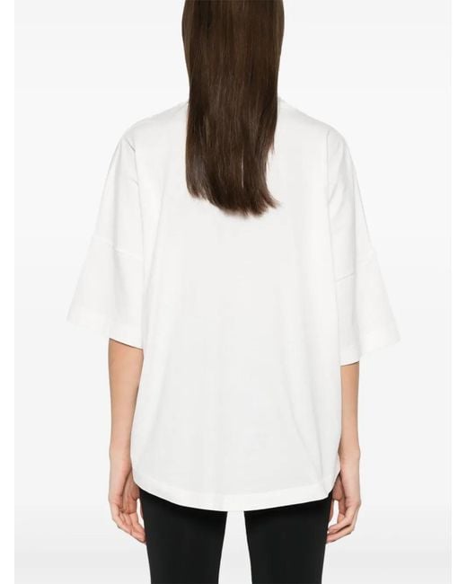 Palm Angels White Curved Logo Cotton T-Shirt