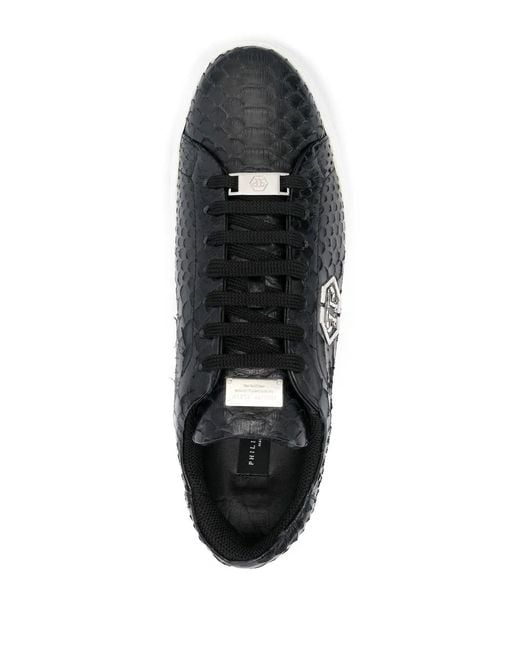 Philipp Plein Black Textured Low-Top Sneakers for men