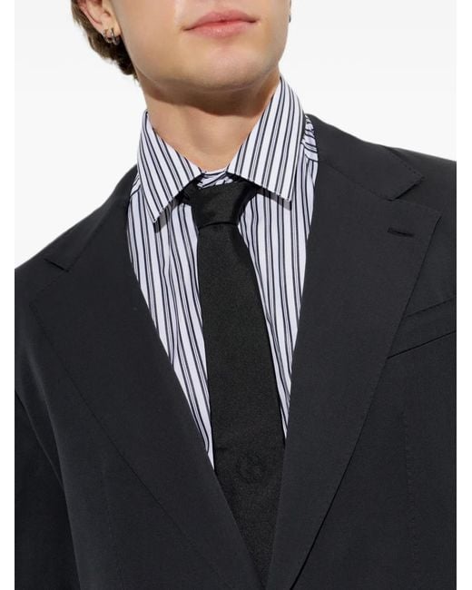 Giorgio Armani Black Embroidered-Logo Tie for men
