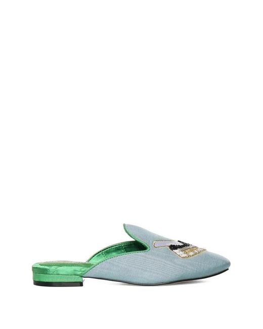 Kurt Geiger Green Embroidered Mules