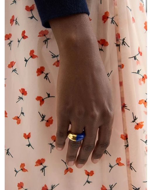 Jil Sander Blue Engraved Ring