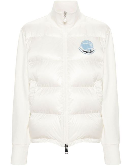 Moncler White Logo-patch Padded-panel Jacket