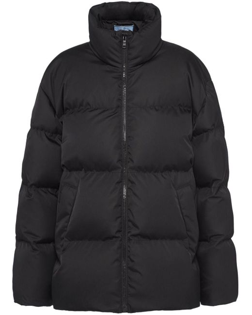 Prada Black Re-nylon Logo-embossed Padded Jacket
