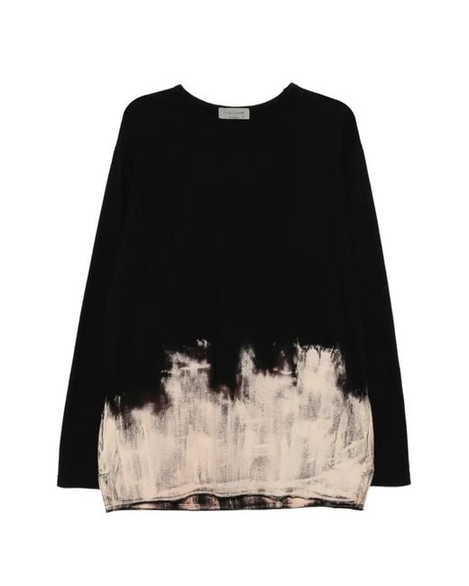 Yohji Yamamoto Black Discharge Combed T-Shirt for men