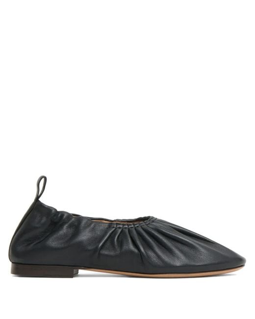 Mansur Gavriel Black Ruched Ballerina Ballet Flats