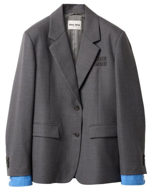 Miu Miu Black Einreihiges Gabardine-Sakko