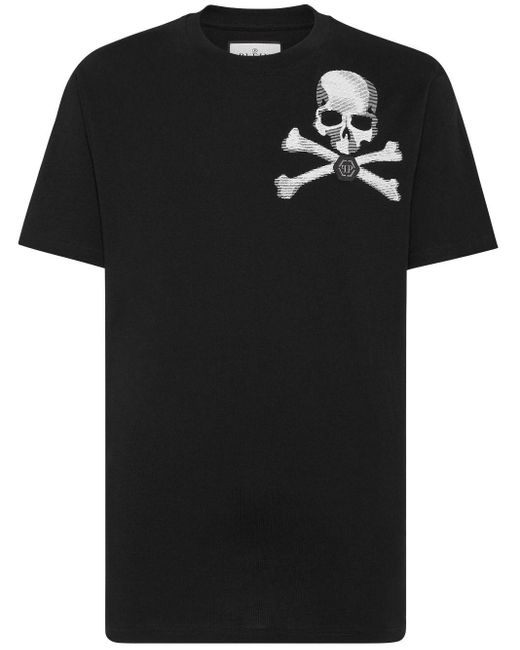 Philipp Plein Black Skull&bones Short-sleeve T-shirt for men