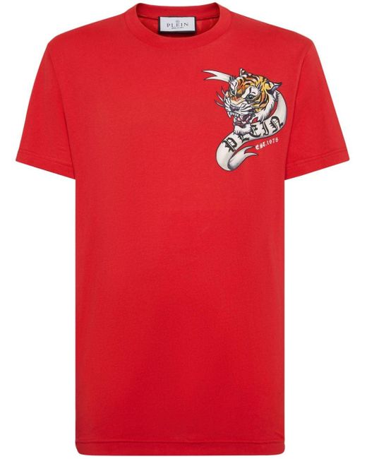 Philipp Plein T-Shirt mit Tattoo in Red für Herren