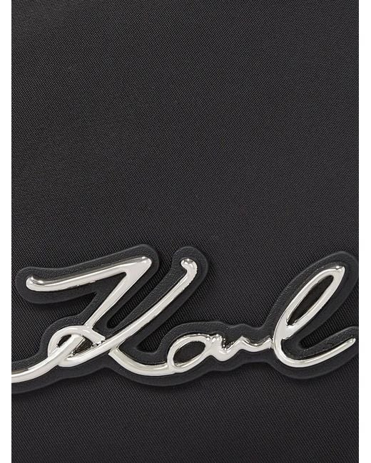 Karl Lagerfeld Black K/Signature Logo-Patch Crossbody Bag