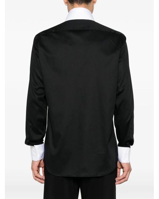 Karl Lagerfeld Black Contrast-Collar Concealed-Fastening Shirt for men