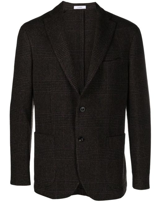 Blazer Monopetto A Quadri di Boglioli in Black da Uomo
