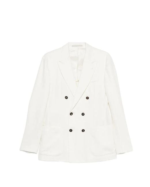 Eleventy White Double-Breasted Blazer for men