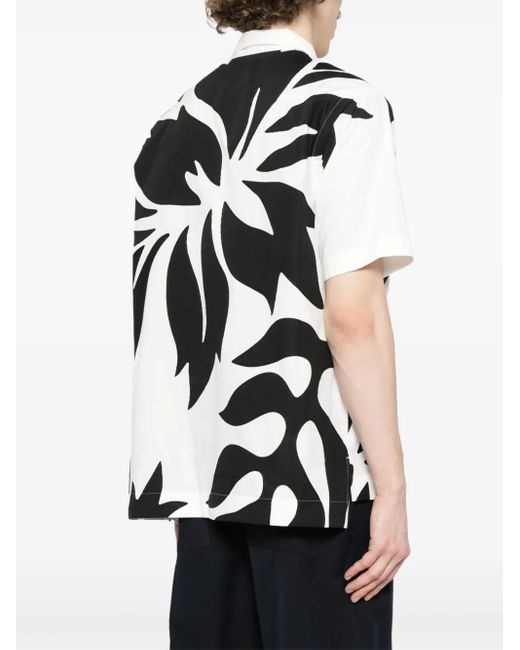 Sacai Black Floral-Print Shirt for men