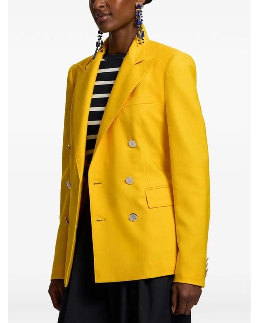 Ralph Lauren Yellow Double-Breasted Peak-Lapels Jacket
