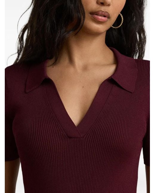 Ralph Lauren Purple Rib-Knit Short-Sleeve Midi Dress