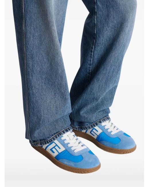 Balmain Swan Leren Suède Sneakers in het Blue voor heren