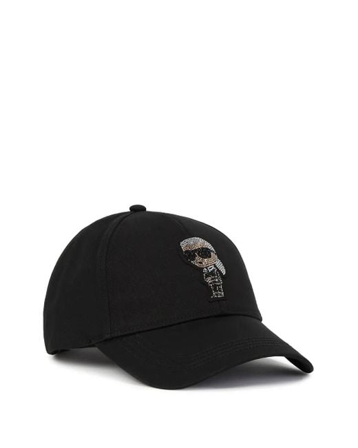 Karl Lagerfeld Black Ikon Rhinestone Cap