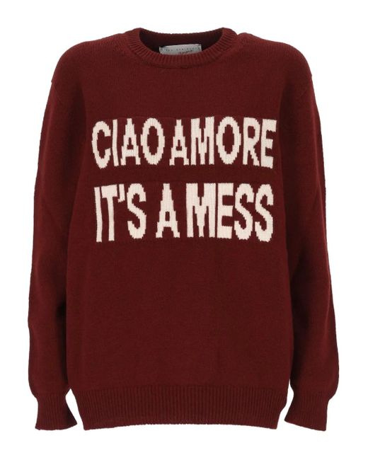 Giada Benincasa Red Ciao Amore Jacquard-intarsia Sweater